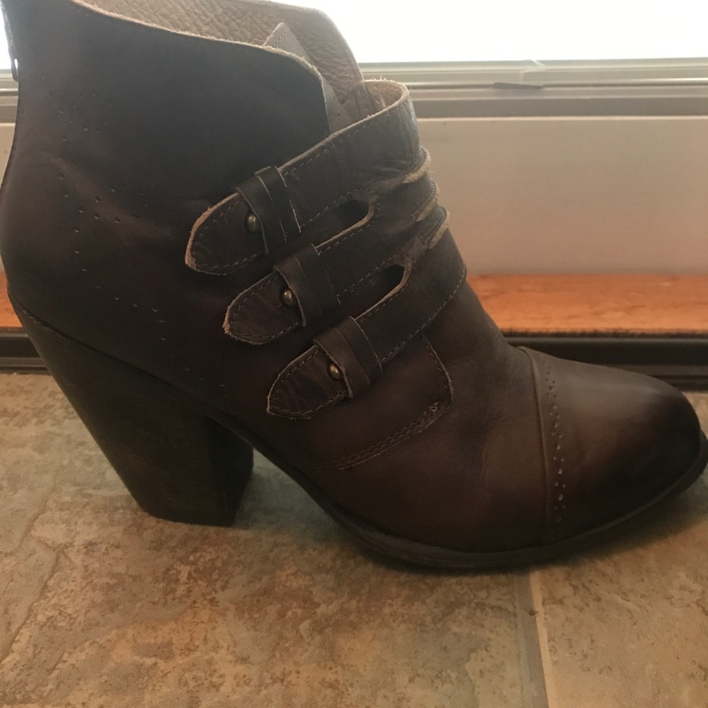 Freebird brown monk strap booties size 10
